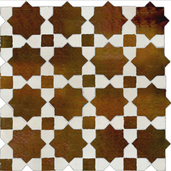 Mosaic House Moroccan tile Tanger C 19-1 Brown White  zellige, mosaic, zellij, field, pattern, glaze, stars, classic 